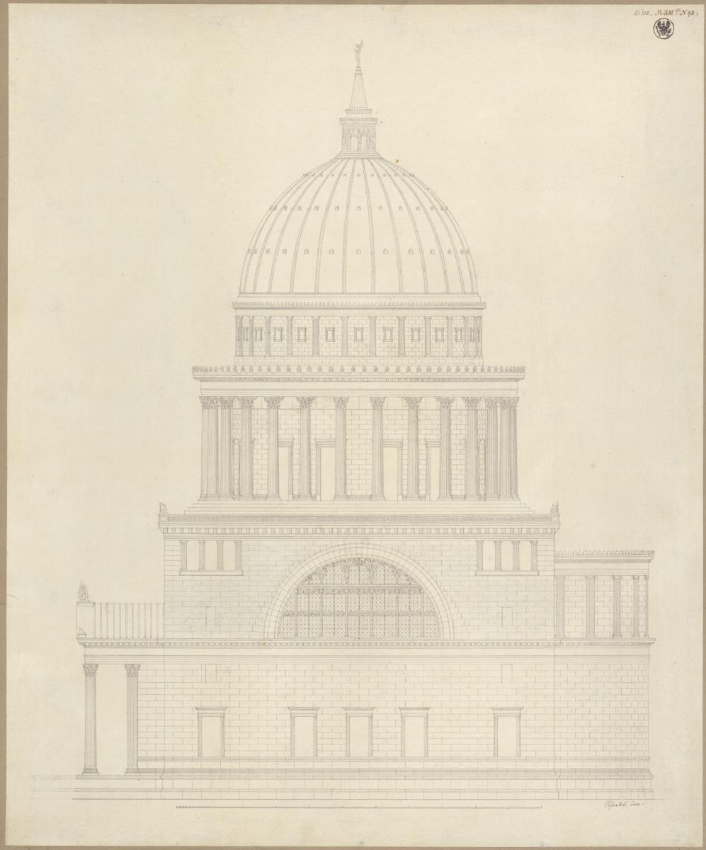 Potsdam. Nikolaikirche. Seitenansicht des Ausführungsentwurfs