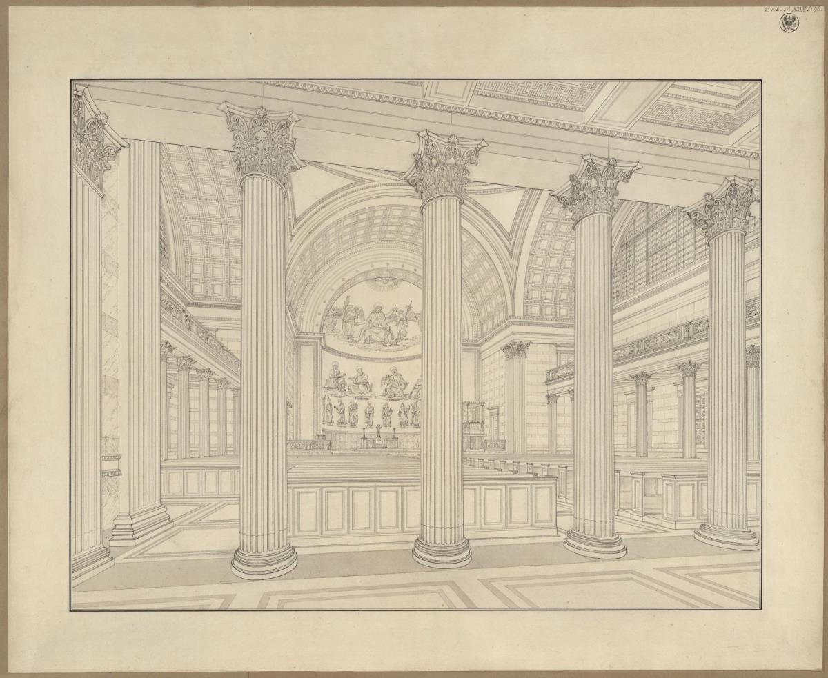 Potsdam. Nikolaikirche. Perspektivische Innenansicht des Ausführungsentwurfs