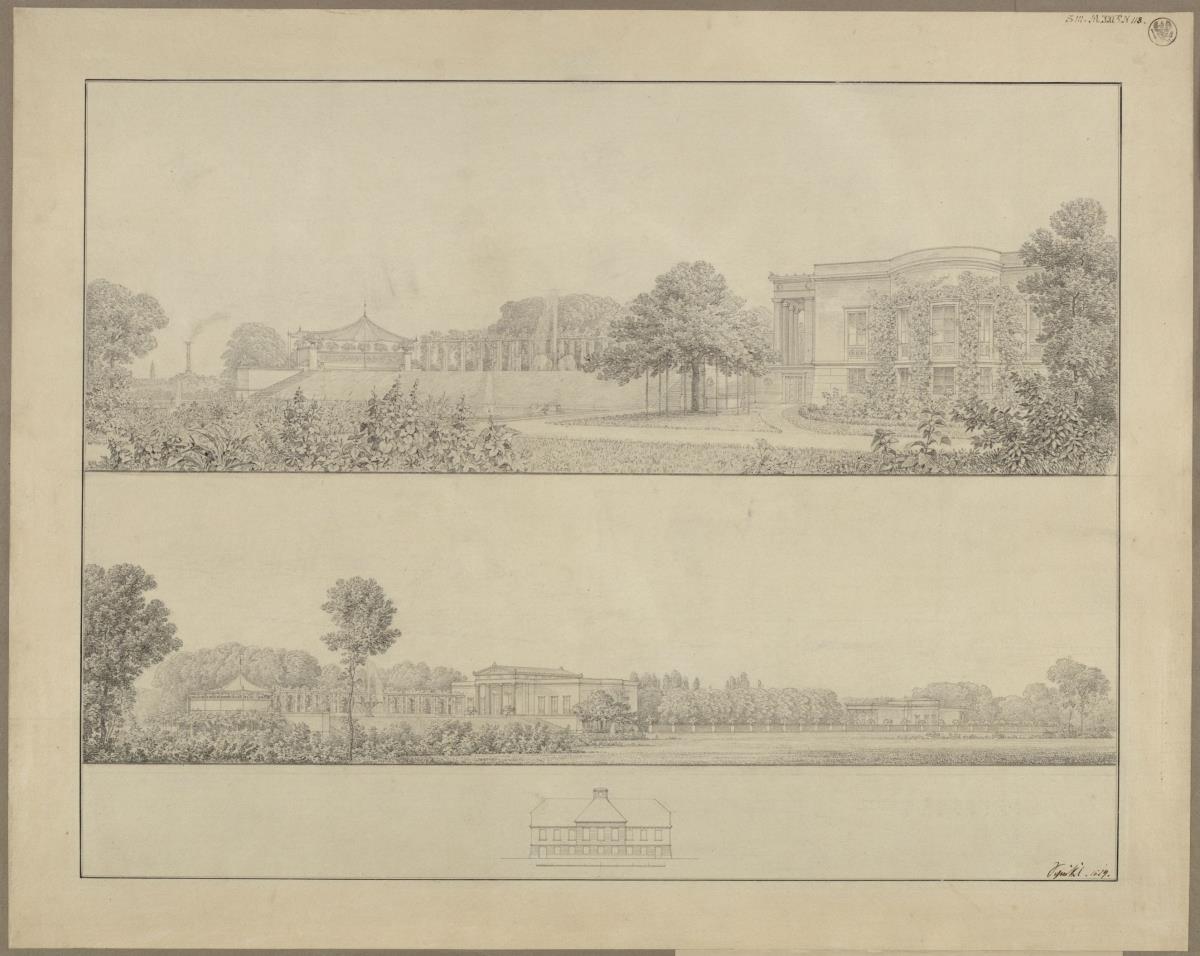 Potsdam-Sanssouci. Schloss Charlottenhof. Zwei Ansichten