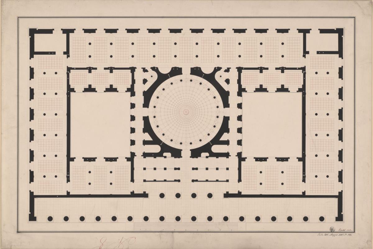 Berlin. Altes Museum am Lustgarten. Grundriss des ersten Geschosses