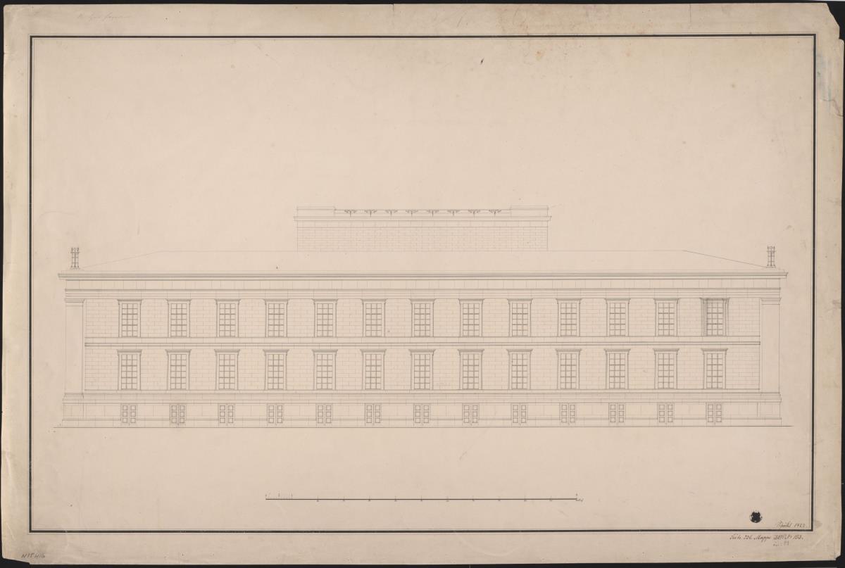 Berlin. Altes Museum am Lustgarten. Aufriss der Rückseite