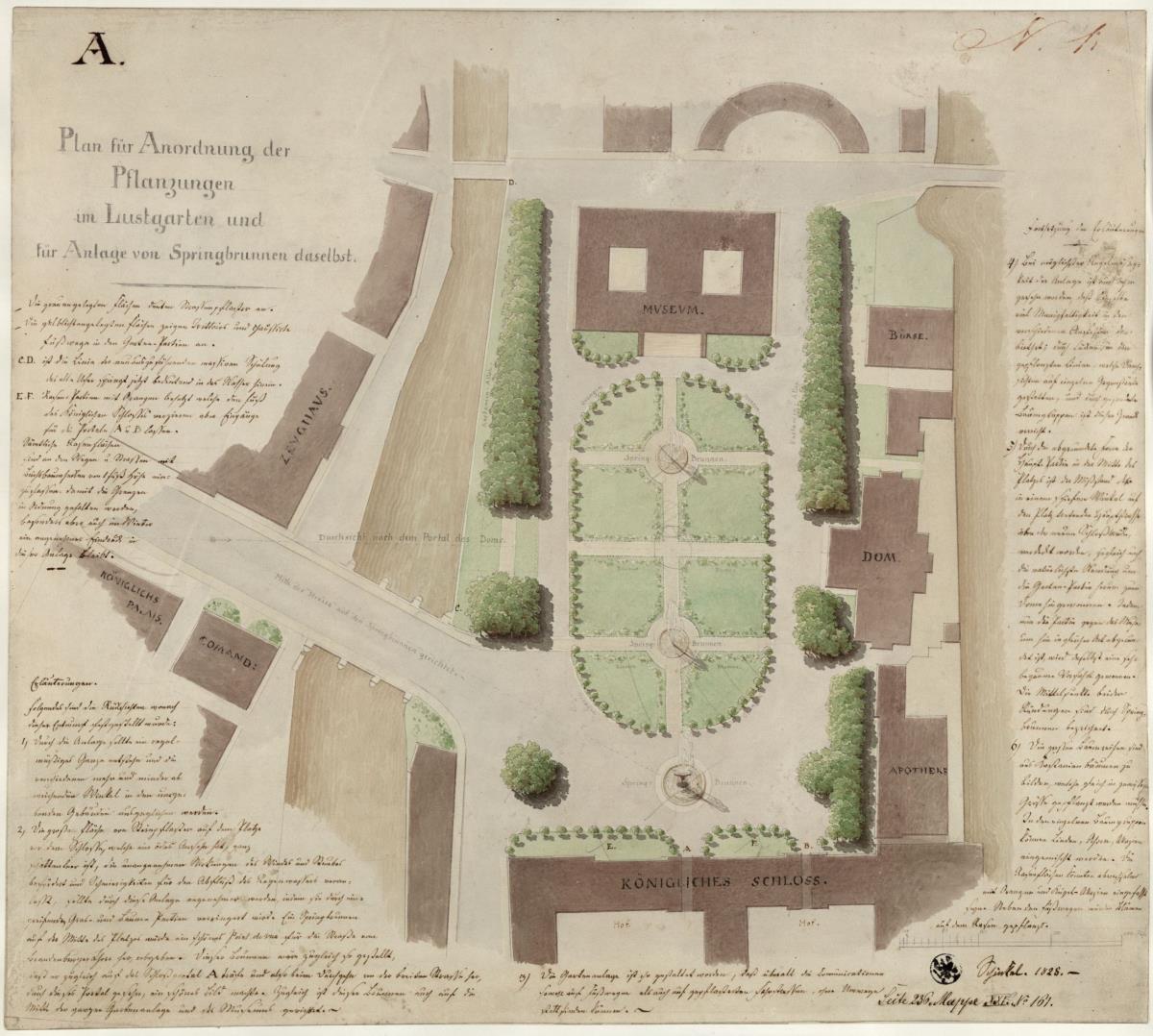 Berlin, Unter den Linden. Entwurf zur Gestaltung des Lustgartens