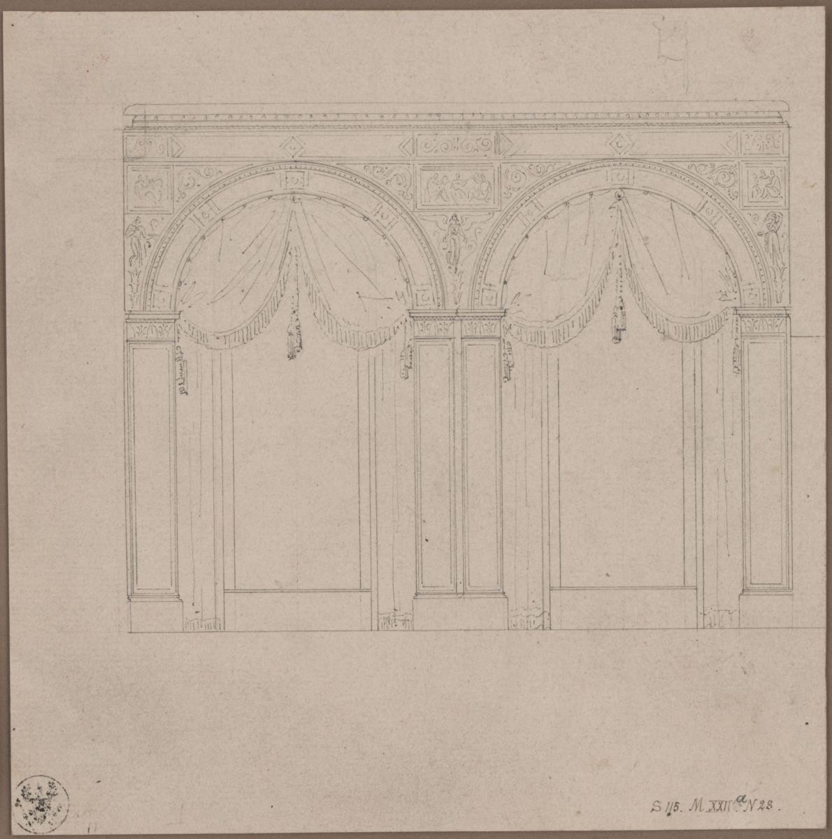 Berlin, Wilhelmstraße 102. Palais des Prinzen Albrecht von Preußen, Entwurf zum Speisesaal