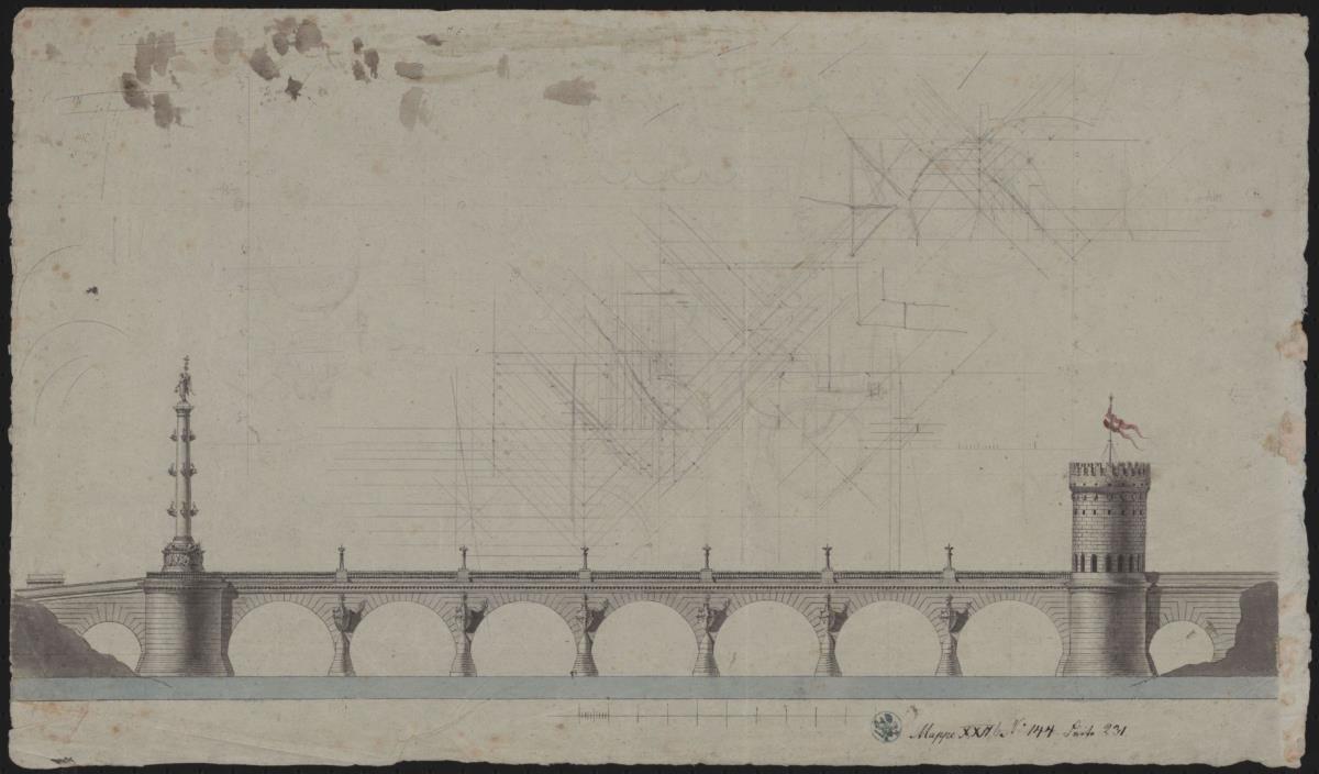 Brücke im römsichen Stil & Konstruktionszeichnung