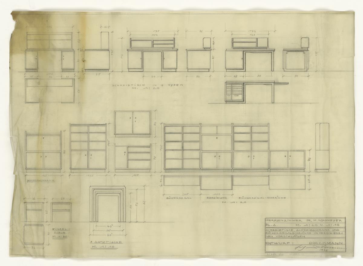 Herrenzimmer, Auftrag Dr. Nordmeyer (Möbelentwürfe, Wohnräume)