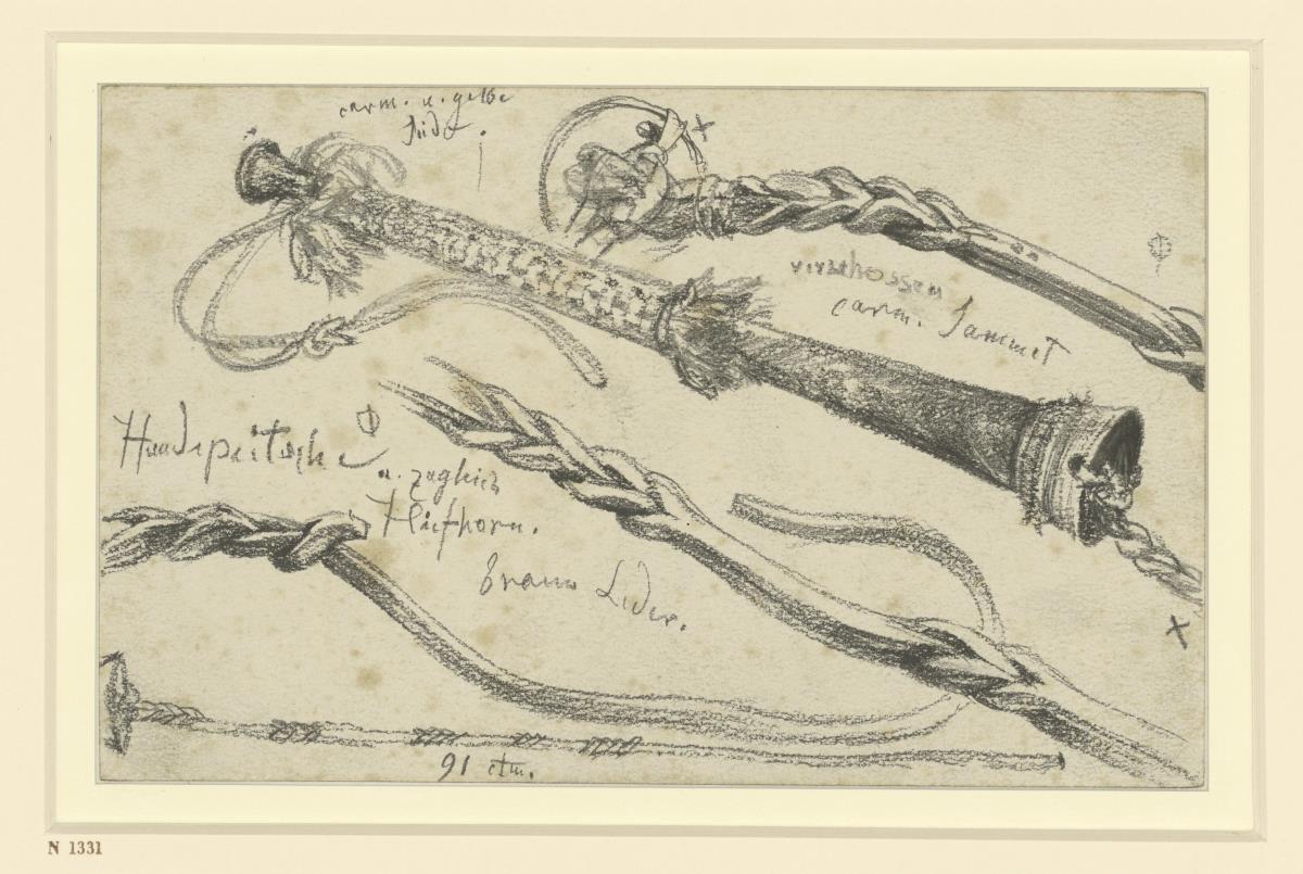 Hundepeitschen in mehreren Ansichten vom Anfang des 17. Jahrhunderts, Historisches Museum, Dresden (?)