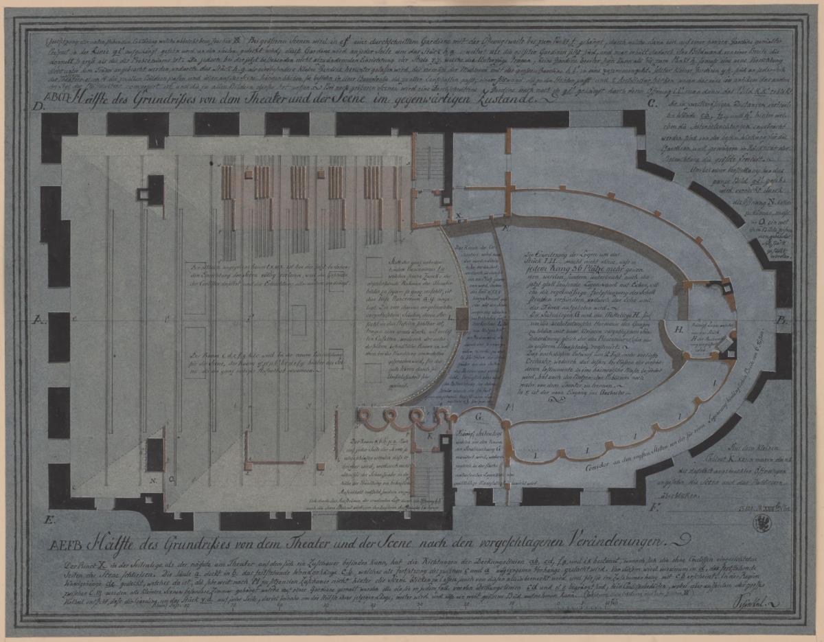 Berlin. Langhans'sches Schauspielhaus (Nationaltheater) auf dem Gendarmenmarkt. Entwurf zum inneren Umbau