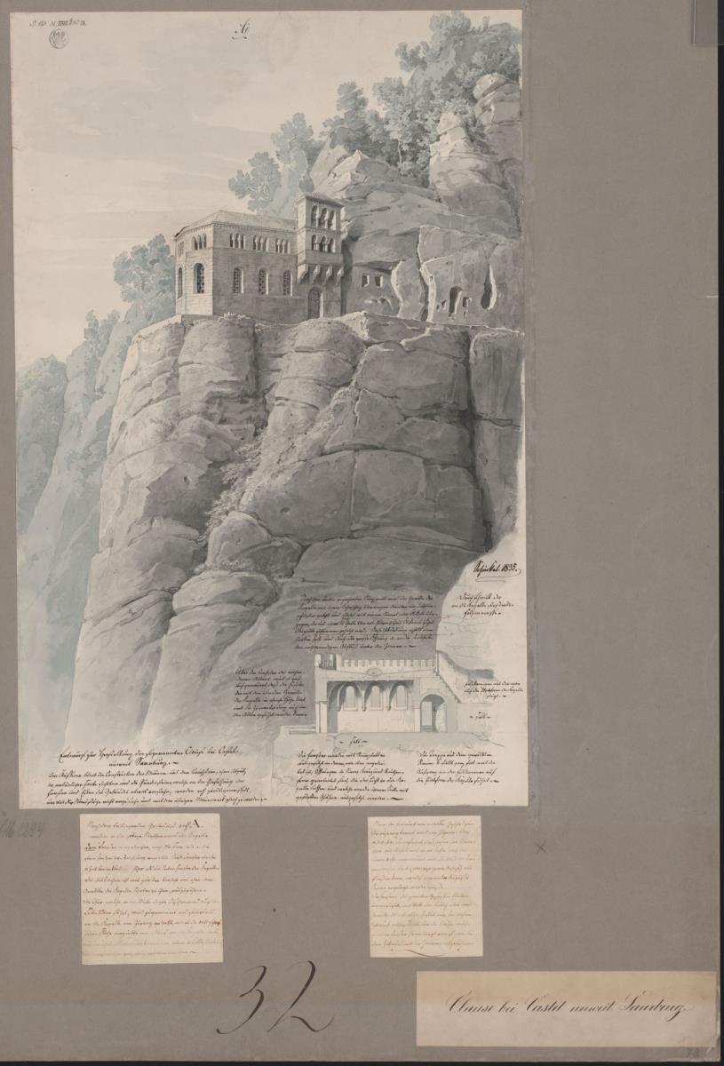 Kastel bei Saarburg. Klause. Ansicht und Längsschnitt