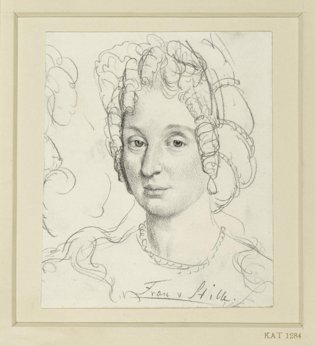Frau von Stille. Brustbild mit Stirnlocken