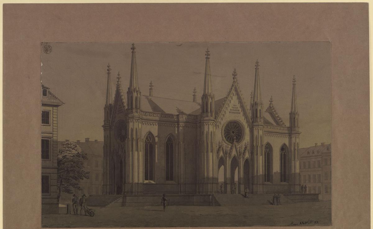 Berlin. Petrikirche. Entwurf zum Wiederaufbau im gotischen Stil. Ansicht