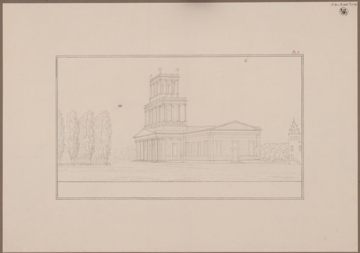 Berlin. Dom am Lustgarten. Umbauentwurf ("Geschoßturmentwurf"). Perspektivische Ansicht