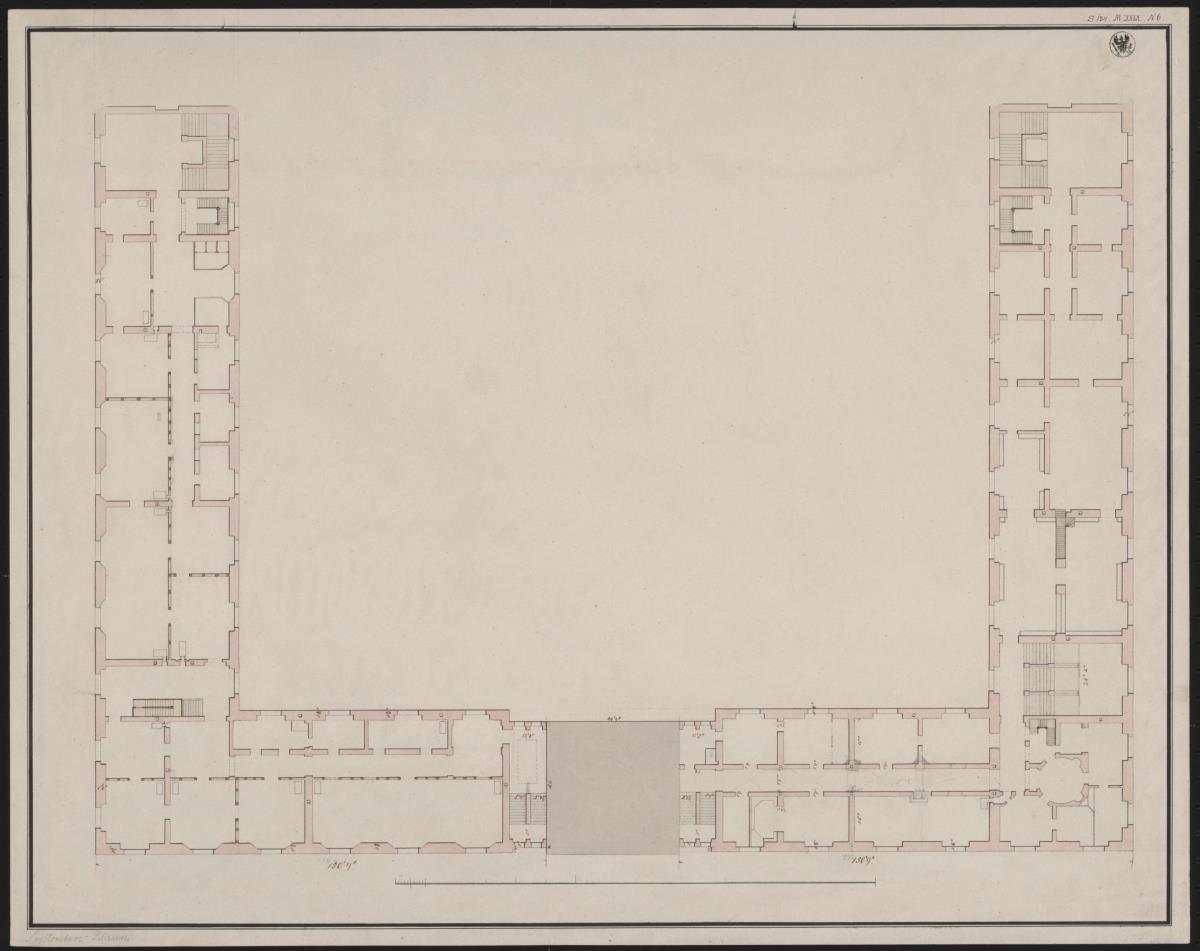 Berlin. Akademiegebäude Unter den Linden. Grundriss des Obergeschosses
