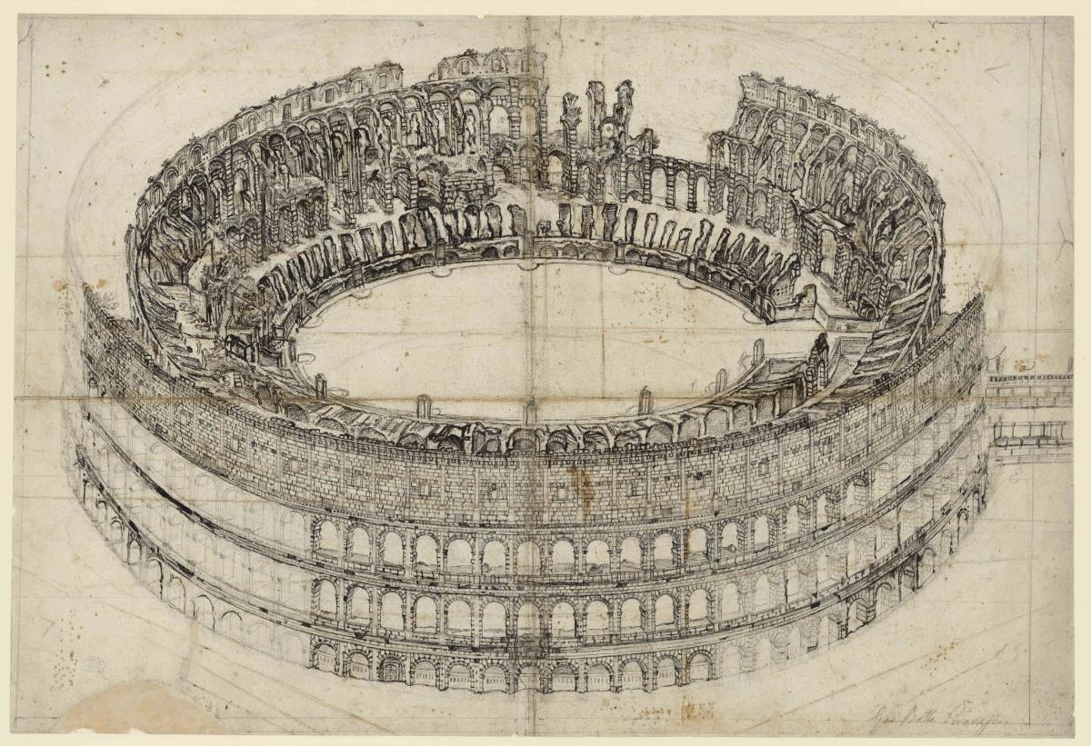 Colosseum aus der Vogelschau von Norden