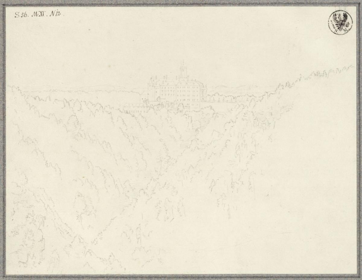 Schloss in einer Berglandschaft / Schloss Fürstenstein in Schlesien