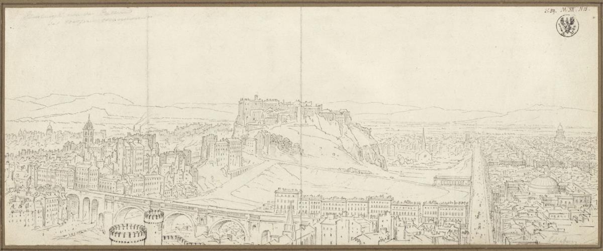 Blick auf Edinburgh vom National Monument auf dem Calton Hill
