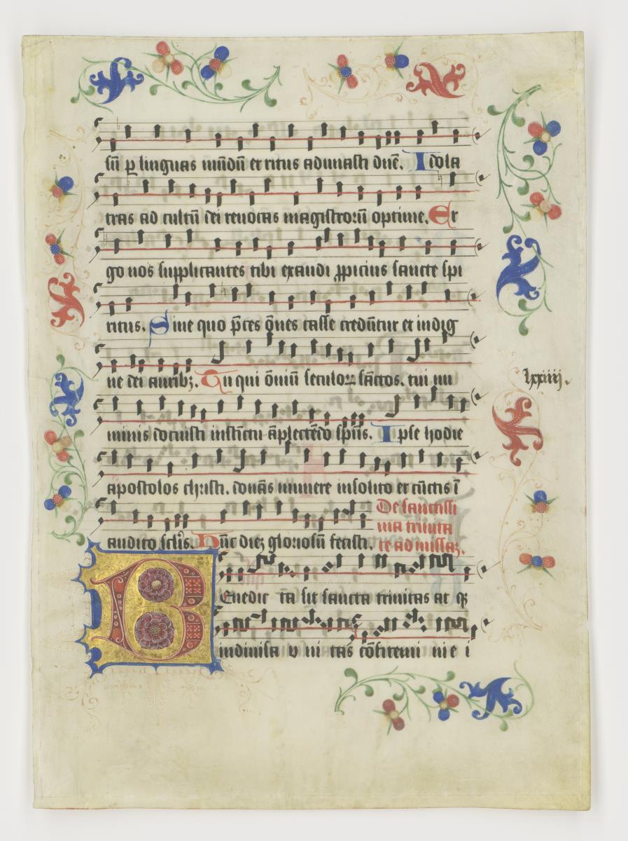 Initiale B(enedicta), Einzelblatt aus einem Graduale, Österreich