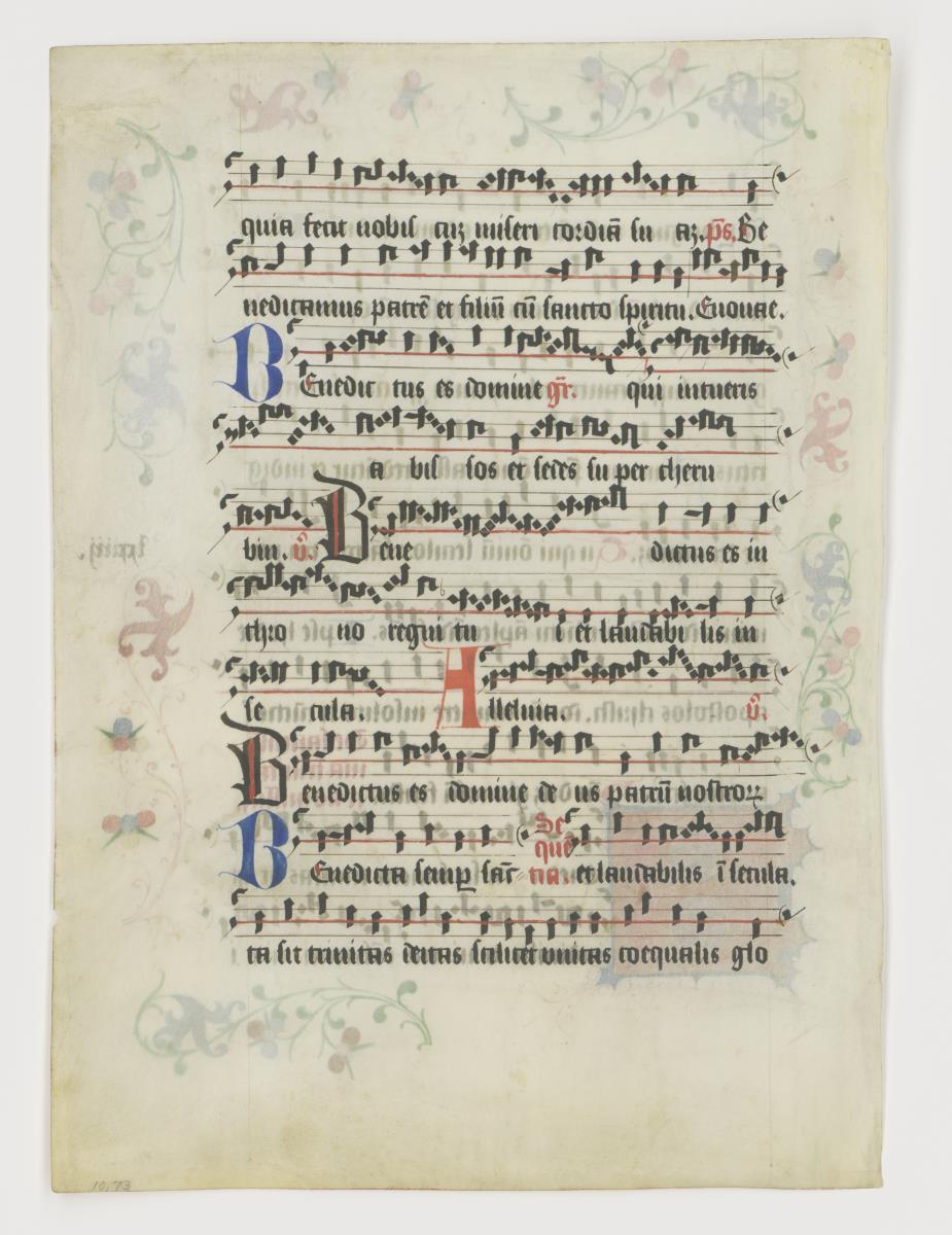 Initiale B(enedicta), Einzelblatt aus einem Graduale, Österreich