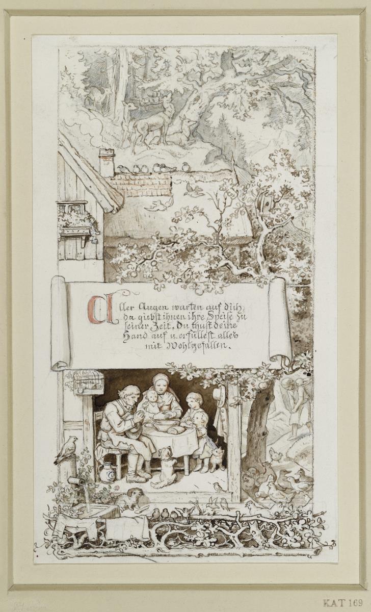 Aller Augen warten auf Dich (Illustration zu "Unser tägliches Brot" in Bildern von Ludwig Richter)