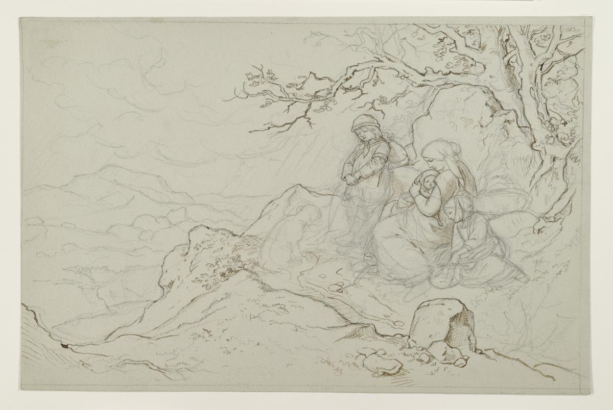 Rastende Frau mit Kindern