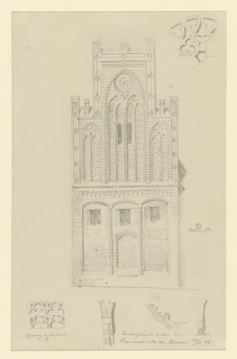 Wismar, Kapelle St. Maria zur Weiden, südliche Giebelfassade, Architekturdetails