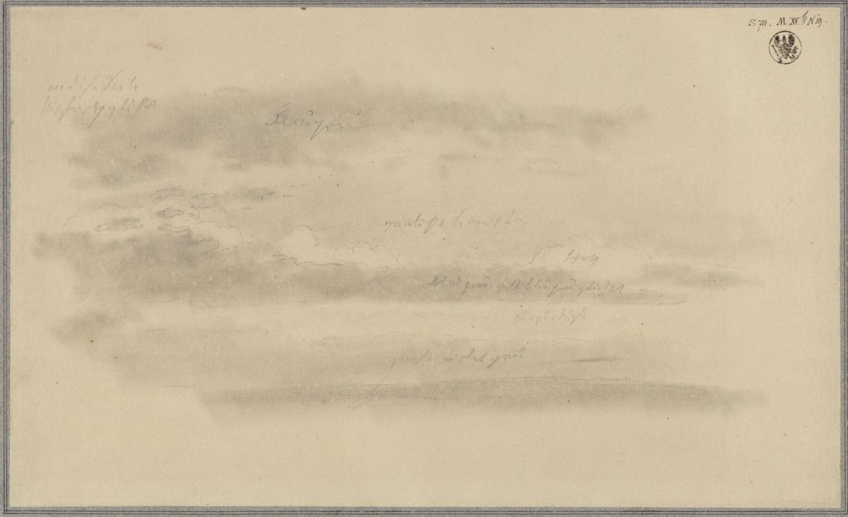 Wolkenstudie mit Angaben zu den Farben