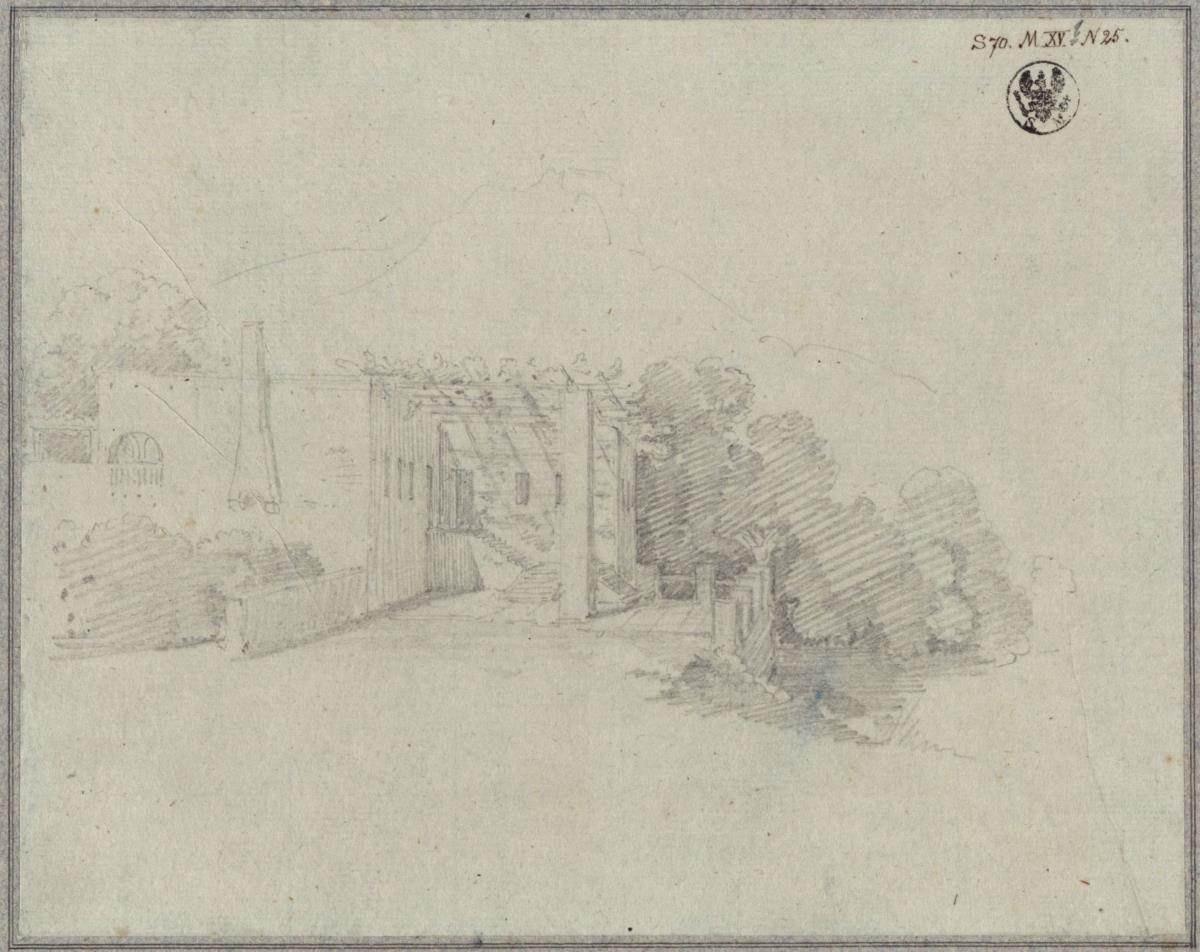 Italienisches Landhaus vor einem Berghintergrund