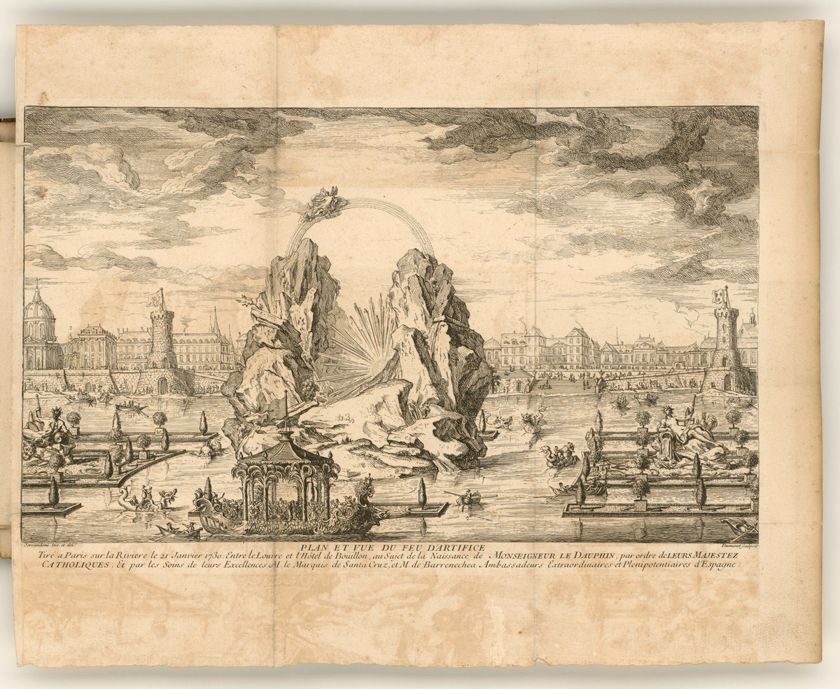 Feuerwerk zur Geburt von Louis Ferdinand de Bourbon, Dauphin von Frankreich, in Paris 1730