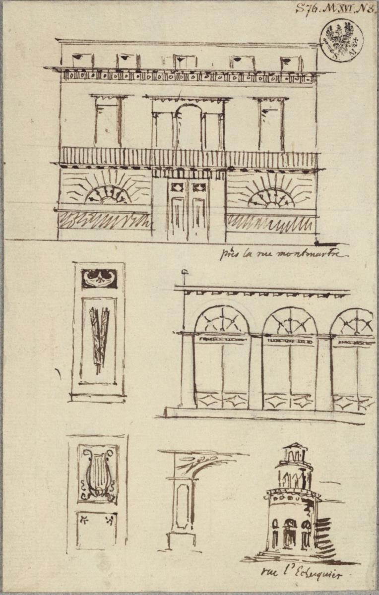 Bauten in Paris, u.a. an der Rue Montmartre