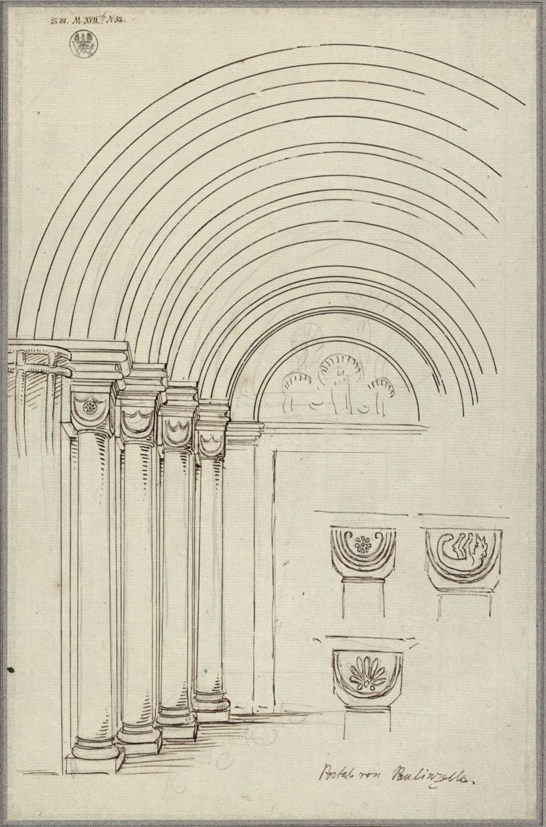 Klosterruine Paulinzella. Westportal und Detailzeichnungen zu den Kapitellen