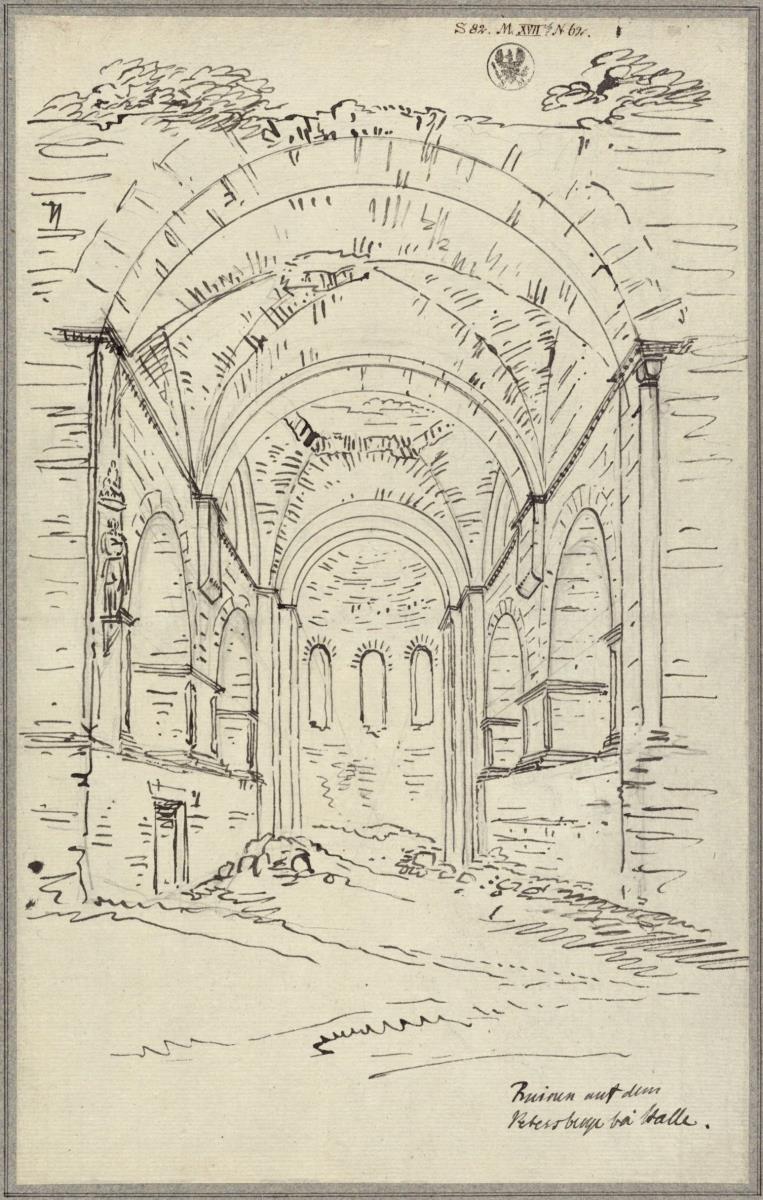 Ansicht der Stiftskirche auf dem Petersberg bei Halle an der Saale