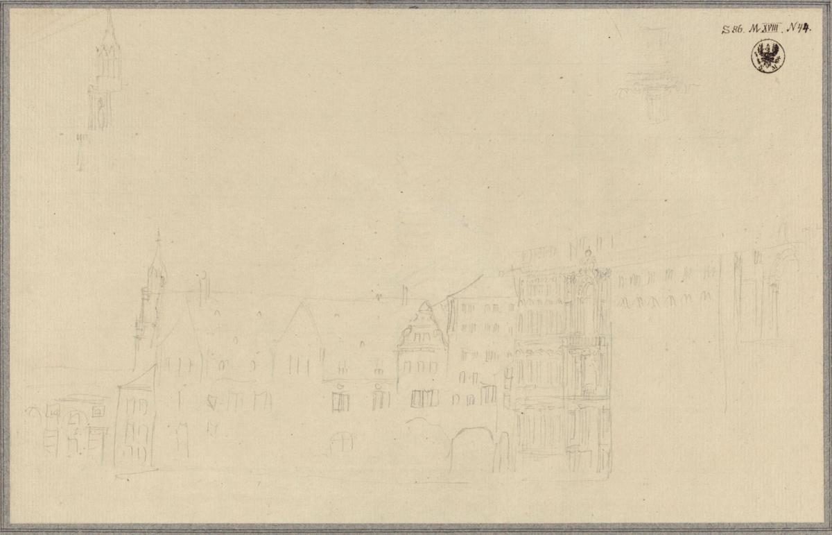 Berlin. Schloss. Ansicht des Apothekenflügels vom Lustgarten aus & Turm der Marienkirche