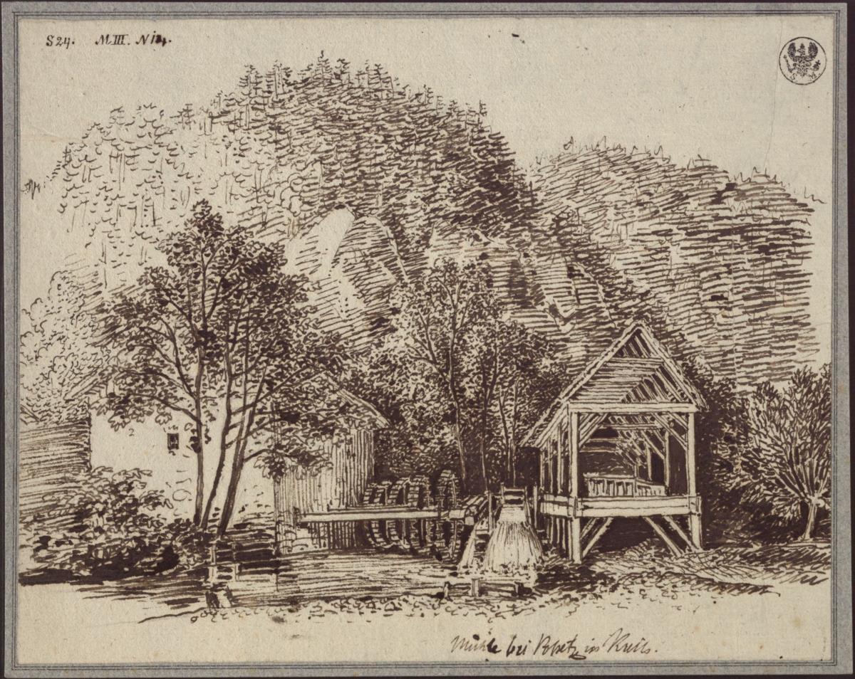 "Mühle bei Popetz in Krain" / Mühle bei dem Dorf Podpetsch (Podpeč) in Krain