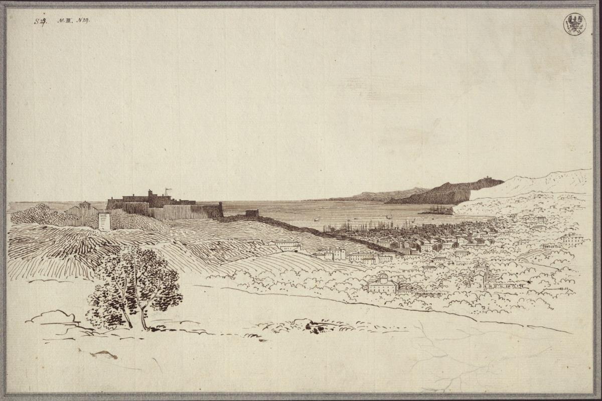 Aussicht auf die Zitadelle und die Stadt Triest sowie auf das Meer