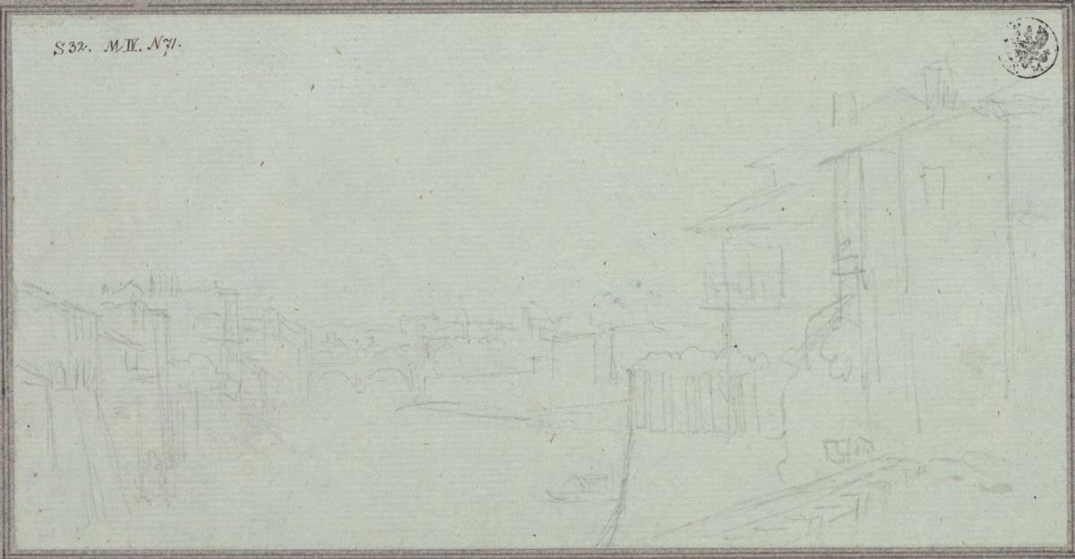 Blick auf den Tiber in Rom vom Ponte Cestio zum Ponte Sisto