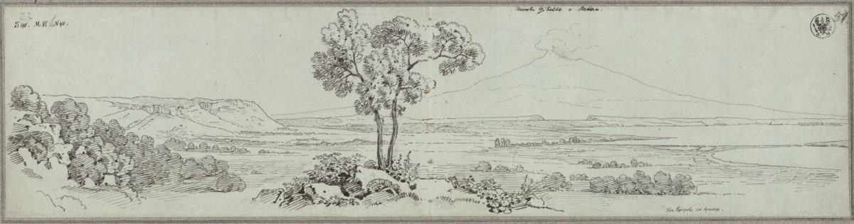 "Aetna von den Höhen bei Syrakus gezeichnet" / Blick von Epipole bei Syrakus nach Norden