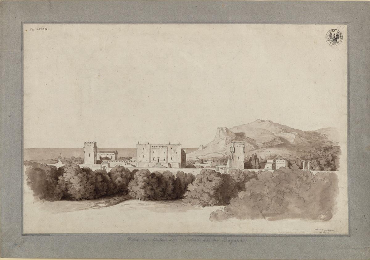 "Altmaurischer Palast des Prinzen Butera auf der Bagaria bei Palermo" / Villa des Principe Butera auf der Bagaria