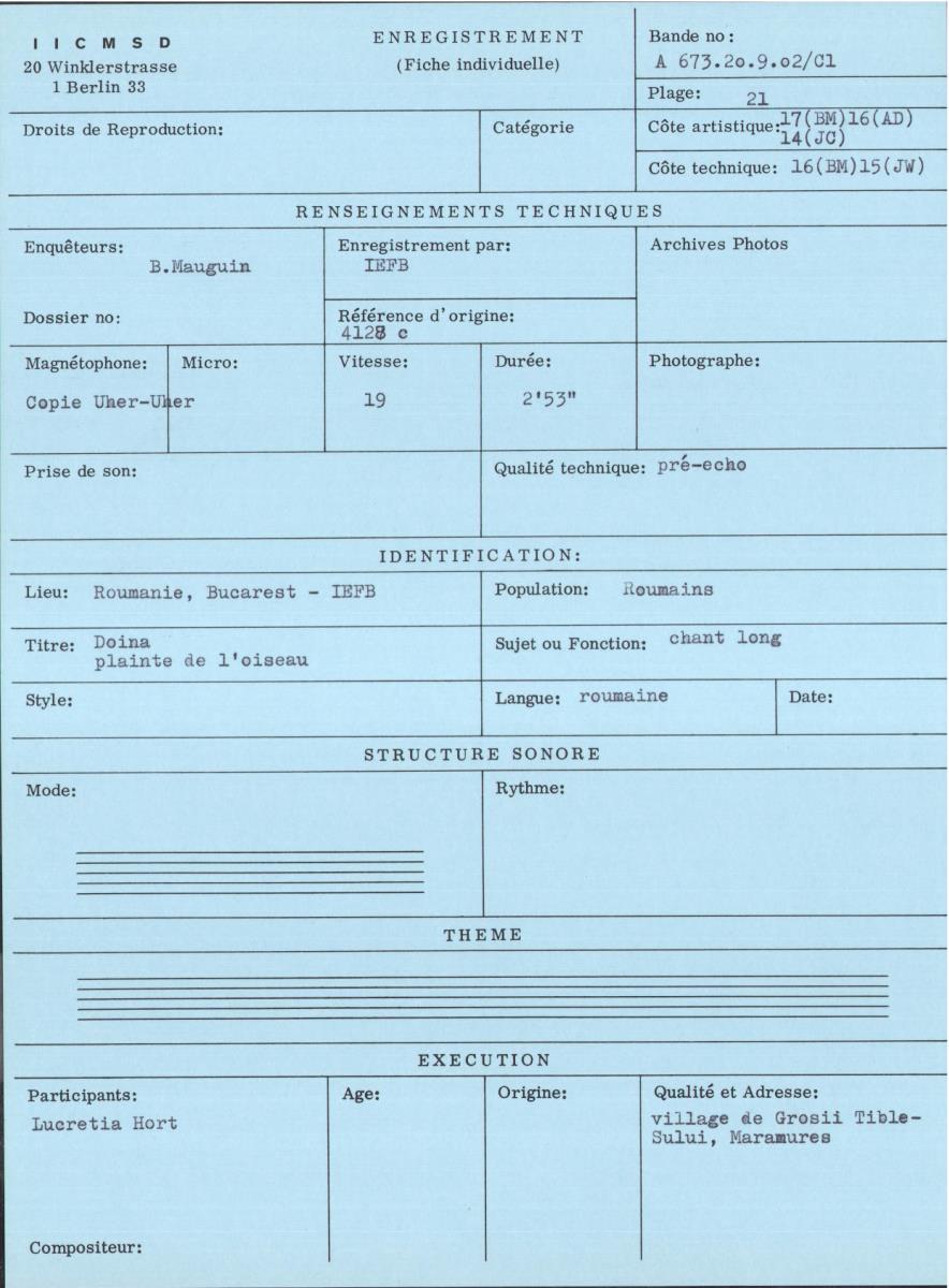 Rumänien, Gesänge und Gedichte für Neujahr, Maskentanz, Wiegenlied