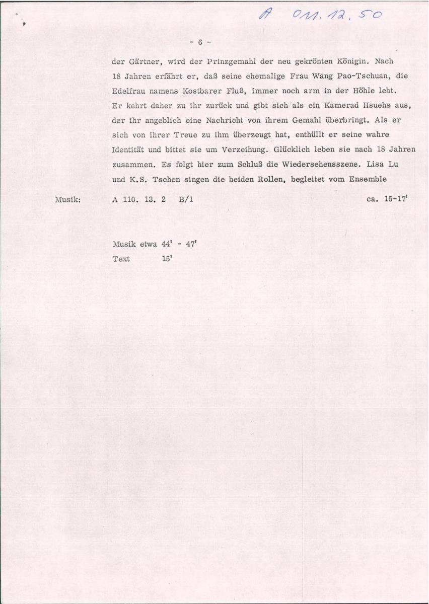 50. SFB-Sendung 150 Jahre Peking Oper, Taiwan , (Manuskript: Habib Hassan Touma)