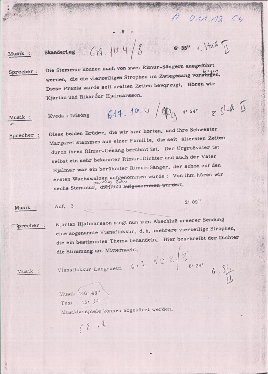 54. SFB-Sendung Heldenballaden der Wikinger, (Manuskript: Habib Hassan Touma)