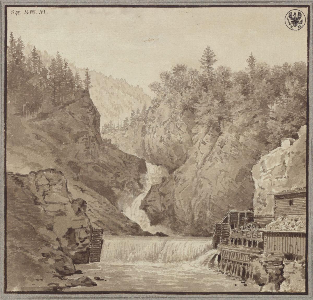 Ansicht des Wasserfalls bei Lend im Salzburgischen