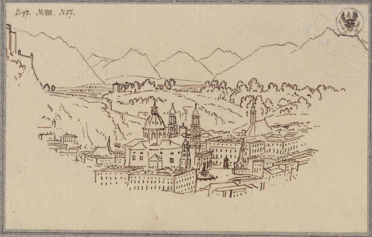 Blick herab auf den Salzburger Dom und die Stadt