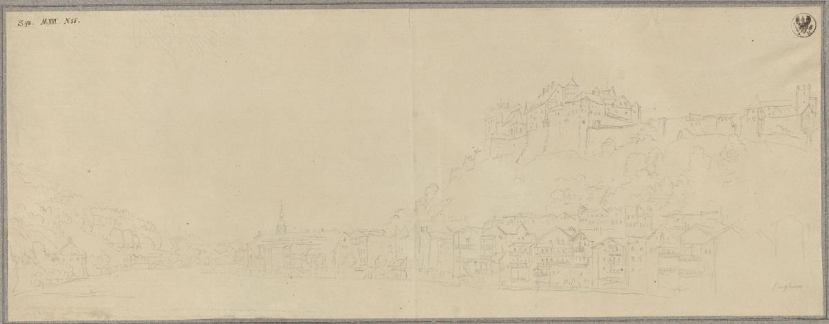 Ansicht von Burghausen an der Salzach in Oberbayern, mit der Burg