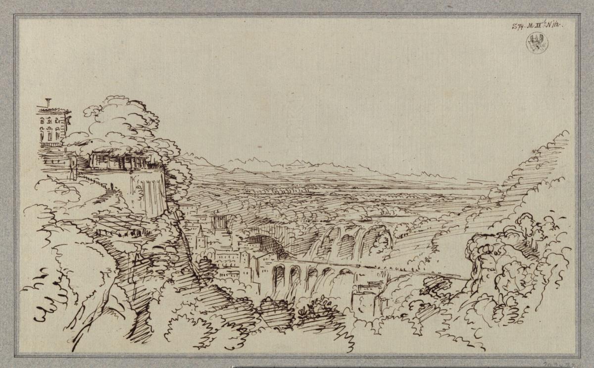 Eine Stadt, an die Lage von Tivoli erinnernd
