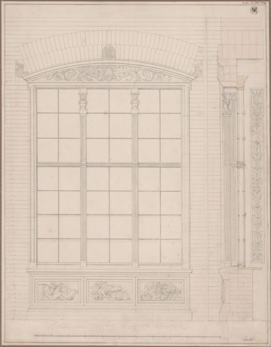 Berlin. Bauakademie. Fensteraufriss und Fensterquerschnitt