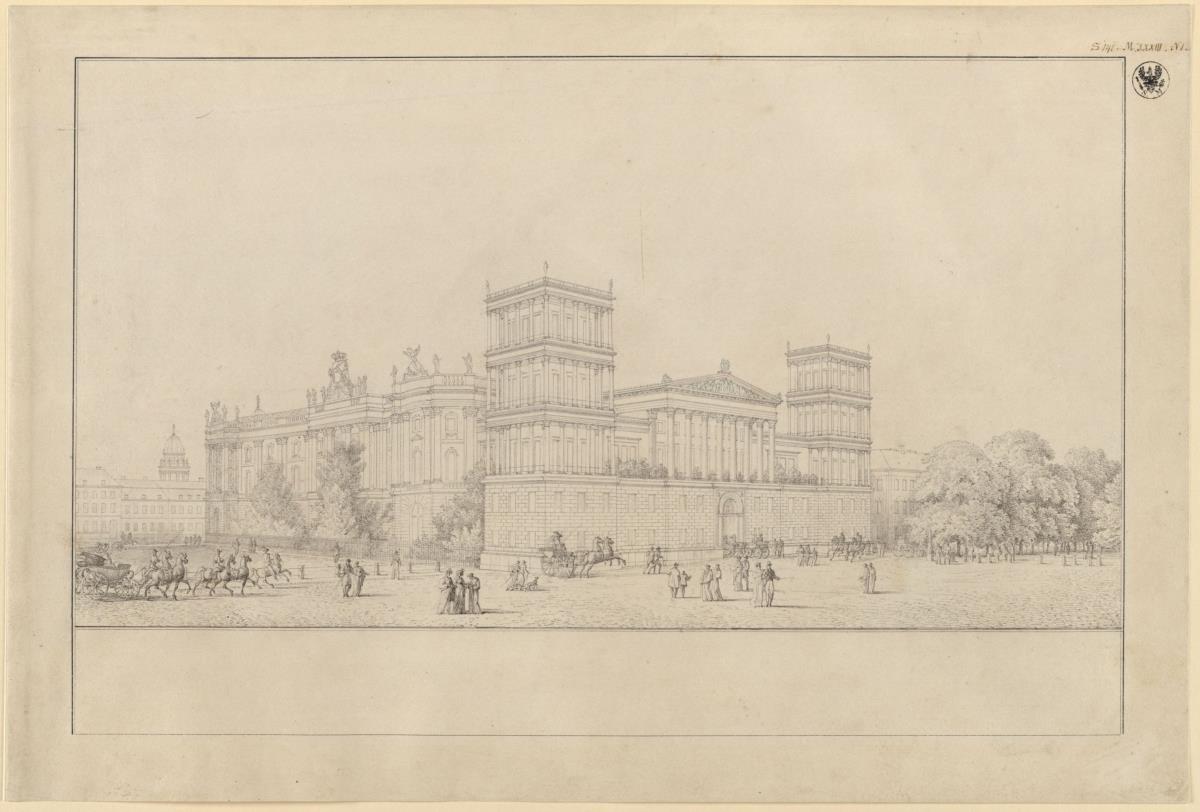 Berlin, Unter den Linden. Palais Prinz Wilhelm. Entwurf mit Ecktürmen. Ansicht