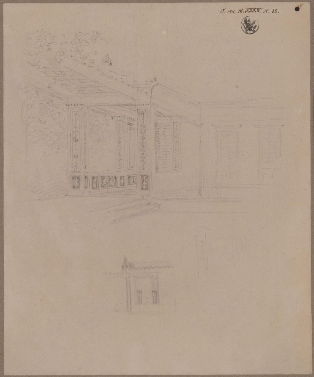 Potsdam-Sanssouci. Schloss Charlottenhof. Entwurf zur kleinen Portikus