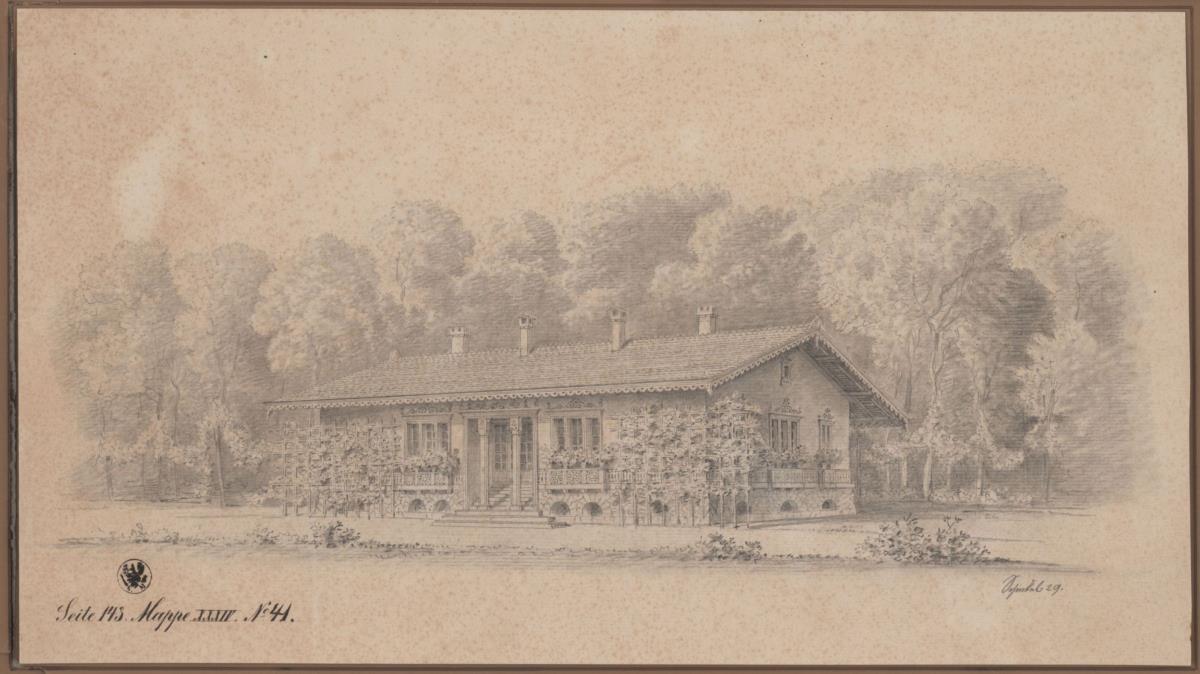 Berlin. Schweizerhaus auf der Pfaueninsel. Ansicht