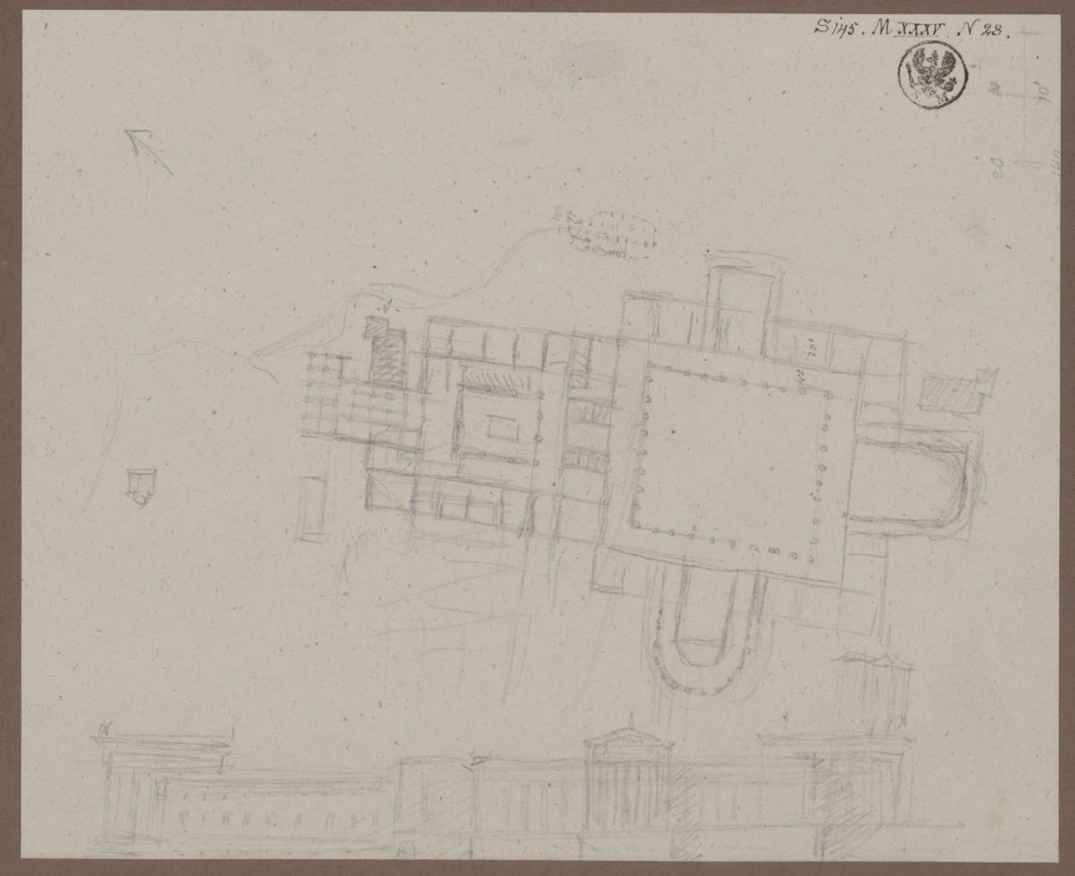 Schloss Orianda auf der Krim. Antikischer Entwurf. Grundrissentwurf