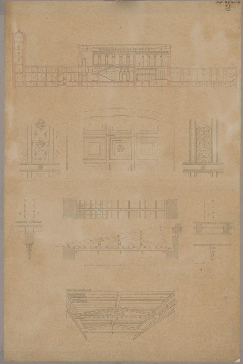 Litauen. Palais Wittgenstein. Längsschnitt und verschiedene Details
