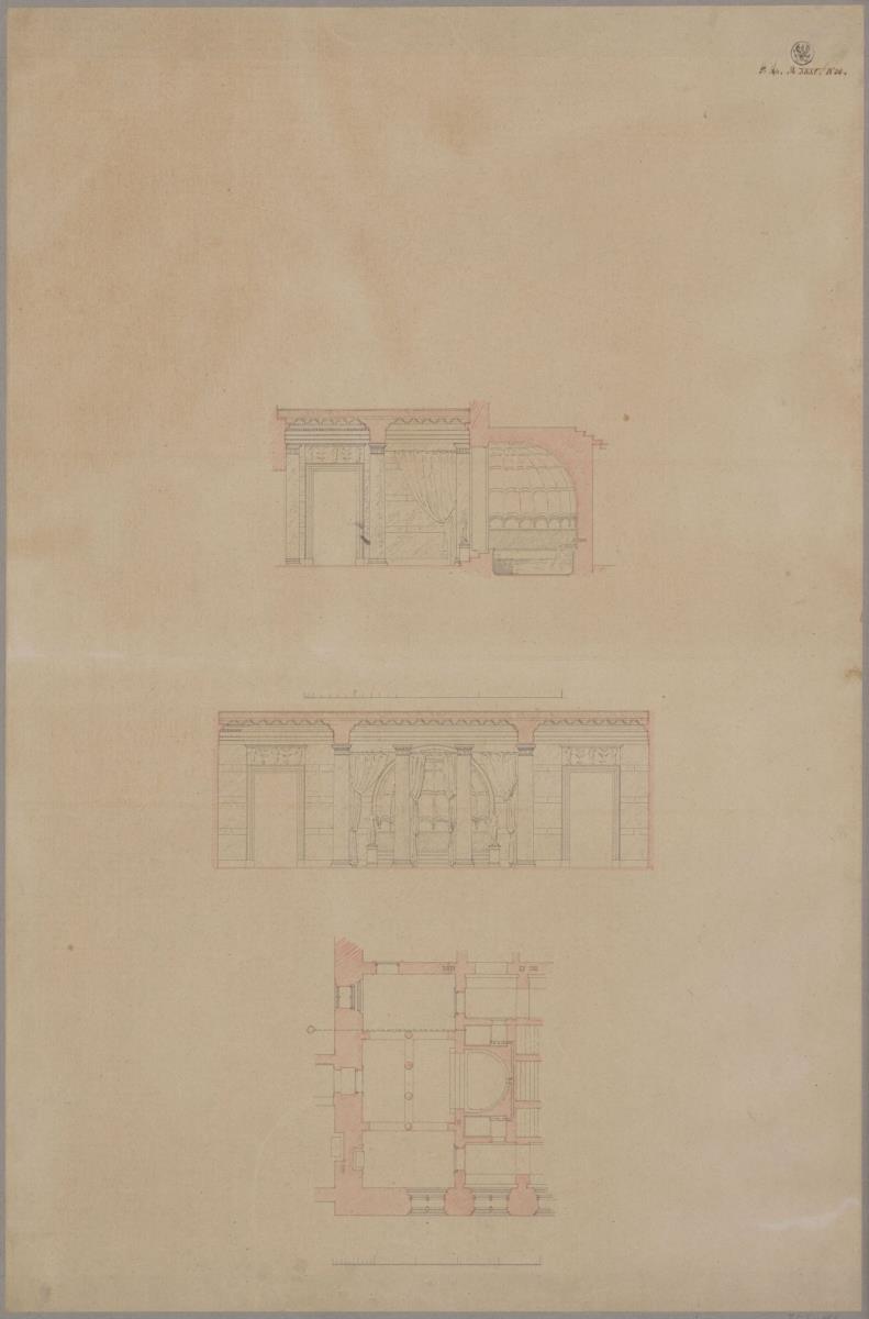 Litauen. Palais Wittgenstein. Grundriss und Schnitte des Bades
